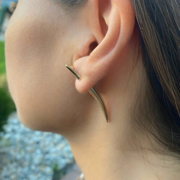 Fake Gauge Earrings Horn earrings Talon earrings Ear jacket earrings Double Spike earrings Fake Gauge Plugs Tusk earrings Gold silver