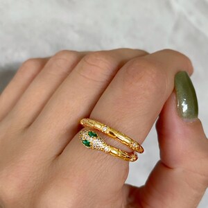 Snake ring Eternity ring Diamond snake ring Gold ring Wrap ring Stacking ring Emerald ring Emerald jewelry Gift unisex ring