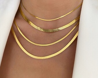 Snake Chain Goldsnake Necklace Flat 