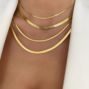 Slangenketting Gouden ketting Choker Zilveren ketting Visgraatketting Unisex ketting Heren ketting Dames ketting Trendy sieraden Cadeau afbeelding 1