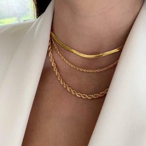 Schlange Kette Halskette Gold Halskette Choker Silber Halskette Herringbone Kette Unisex Halskette Männer Halskette Frauen Halskette Trendy Schmuck Geschenk Bild 8