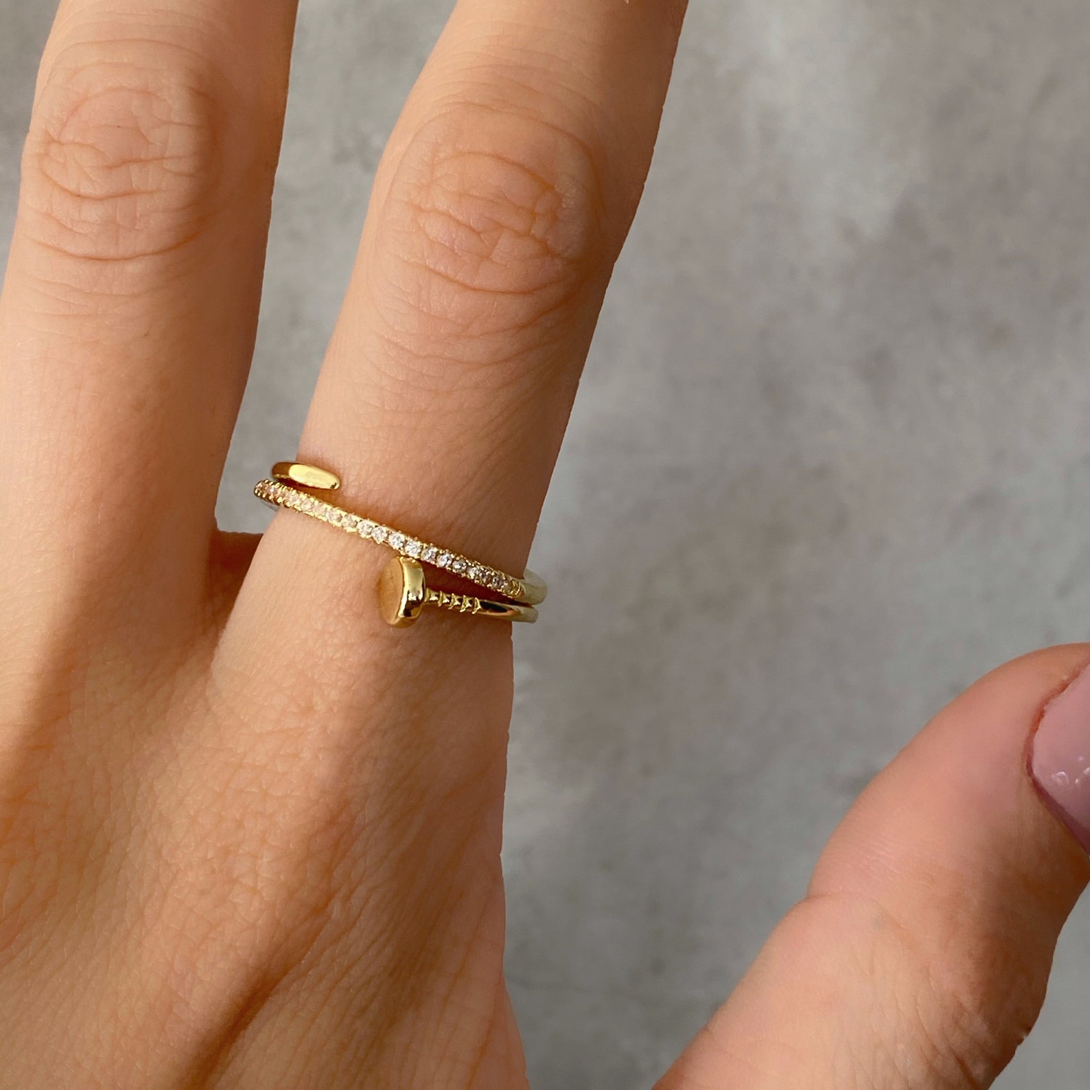 Nail ring Gold nail ring Nail wrap ring Gold ring Unique ring Etsy