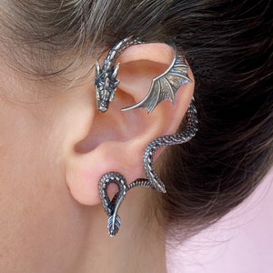 Dragon cuff earring Dragon Gothic earring Gothic jewelry, Dragon ear cuff  Dragon earring Dragon cuff