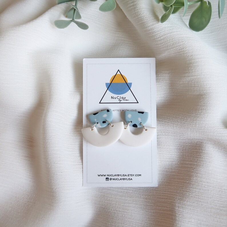 Geometric Statement Earrings Handmade Polymer Clay Earrings Terrazzo Style Earrings