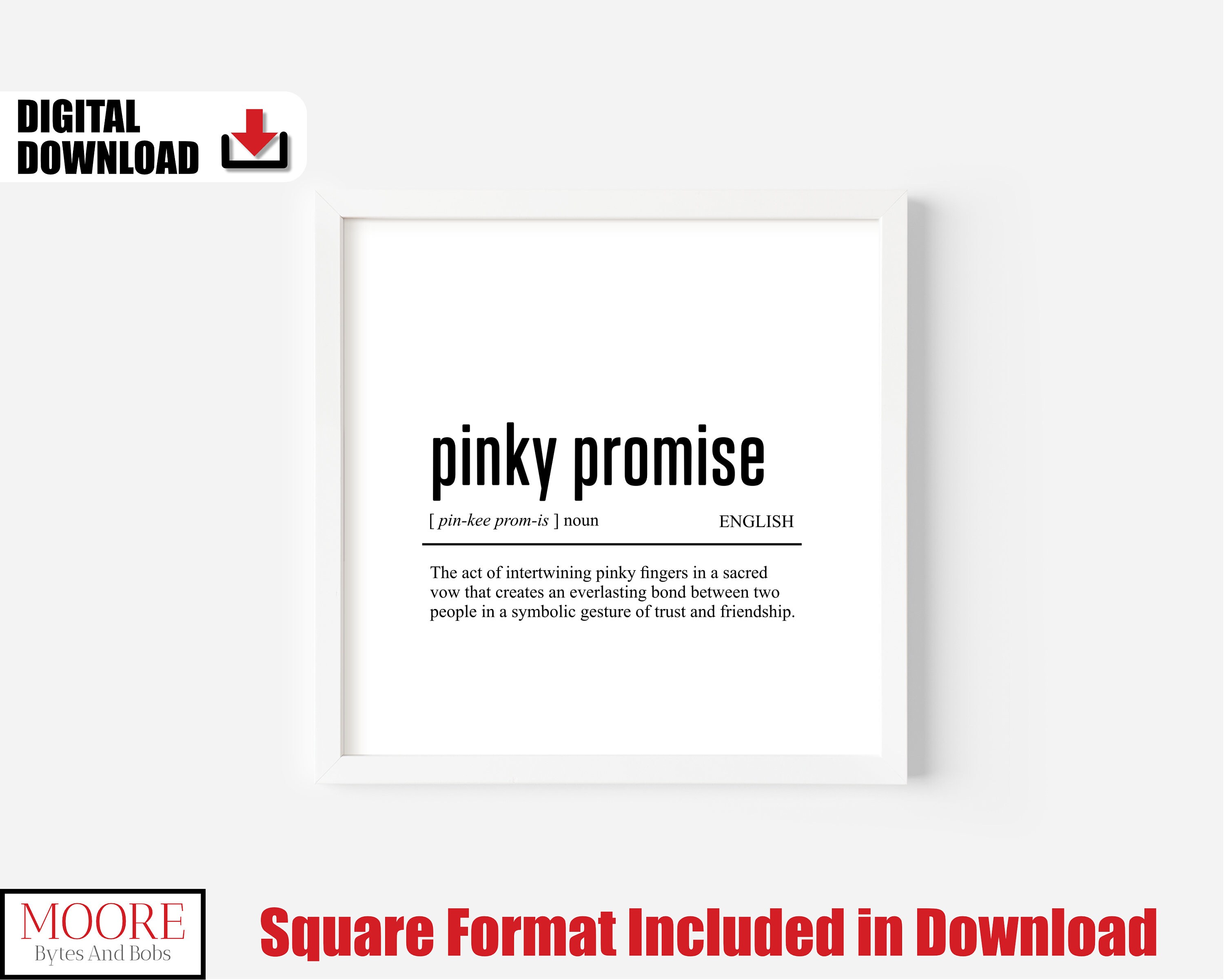 Pinky Promise Dictionary Definition Print, Best Friend Gift, Girls Room