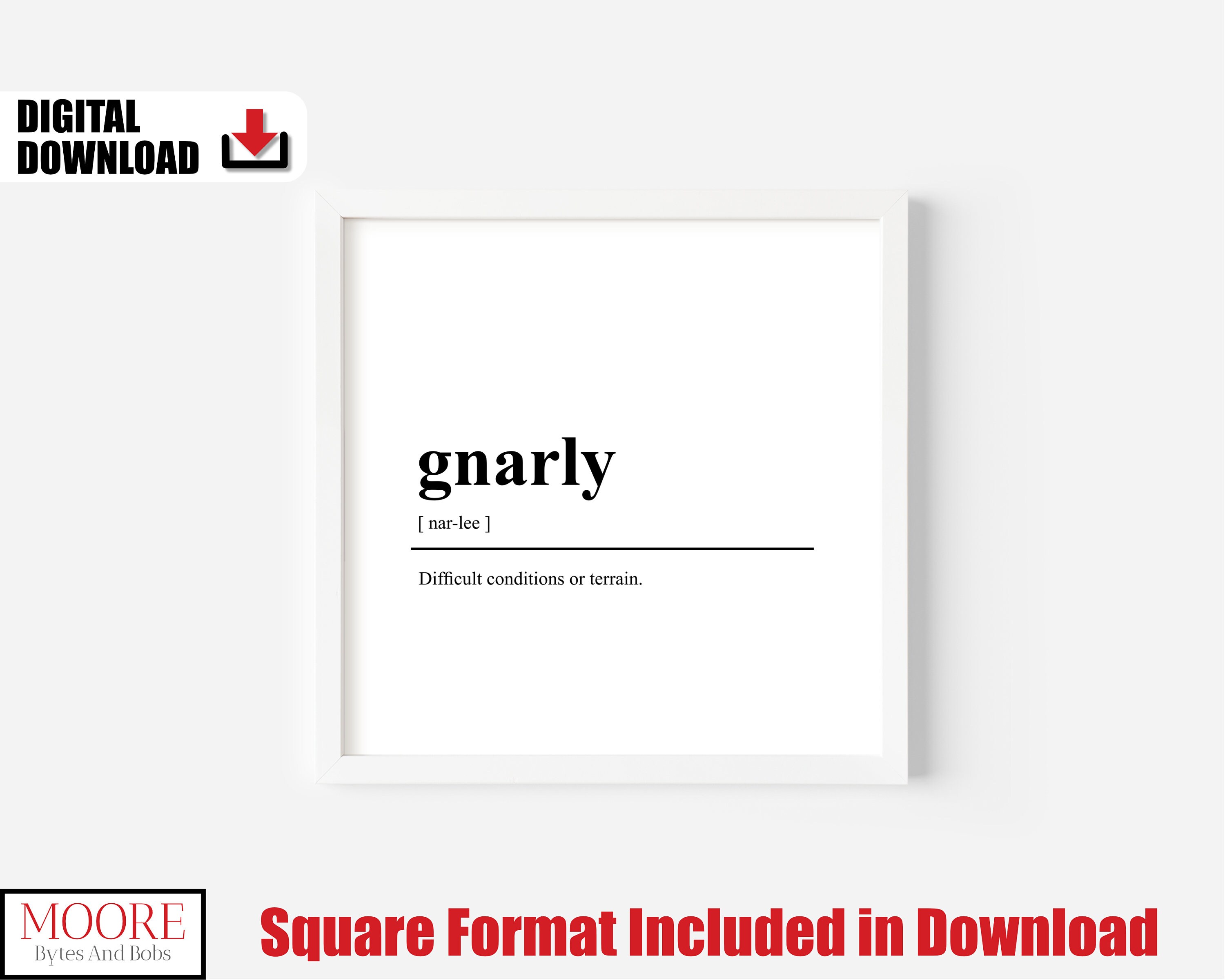 Gnarly Definition Print Printable Definition Wall Art Gift For Ski Il 52jn 
