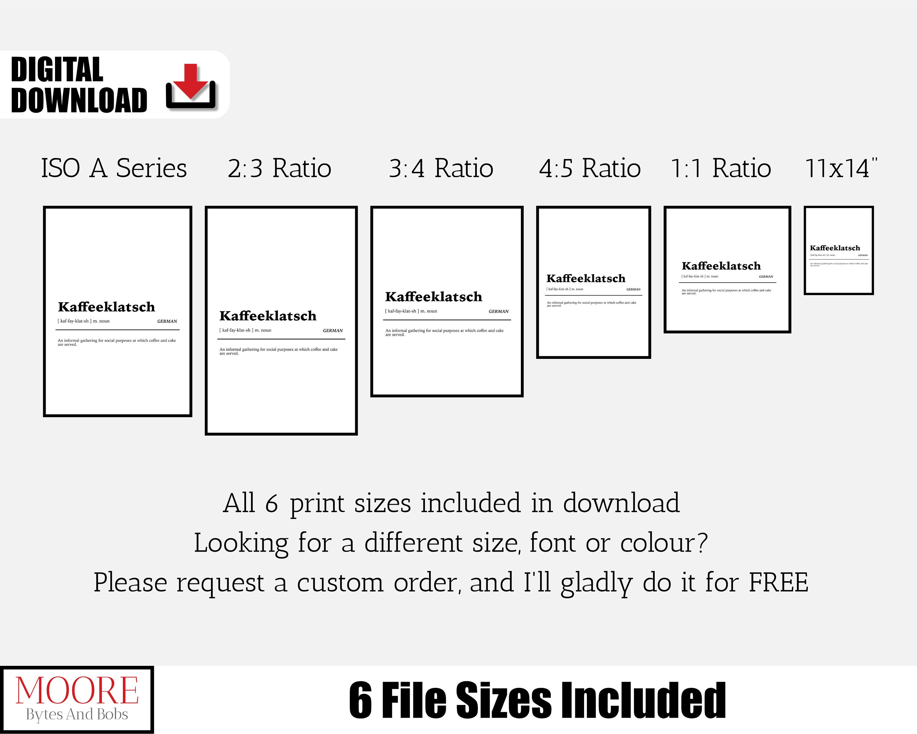 Printable Kaffeeklatsch Definition Wall Art German Definition Print