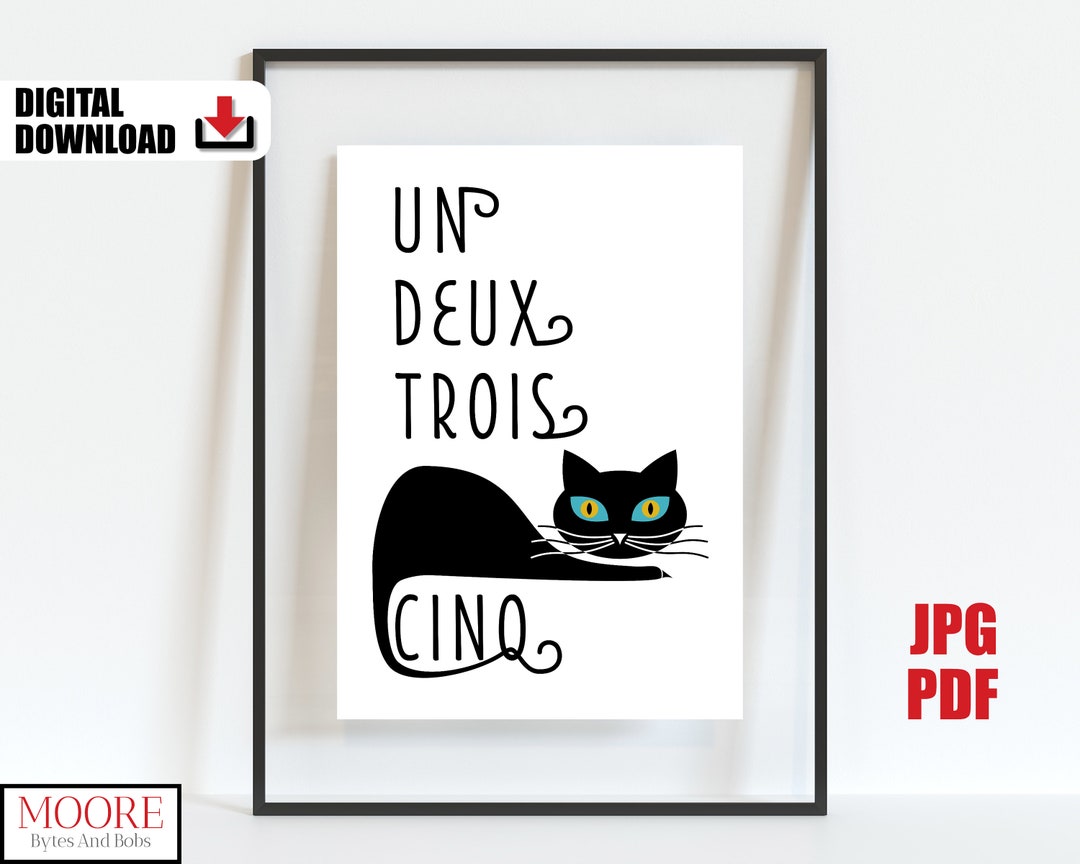 French Quote Print Cat Wall Art French Word Art Etsy France
