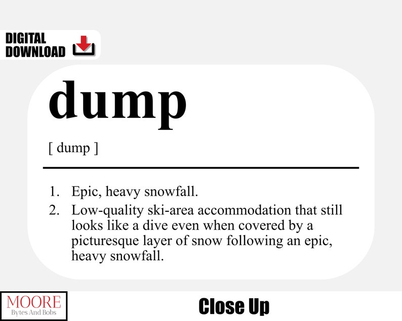 Funny Bathroom Print, Après Ski Digital Download, Snow Dump Definition ...