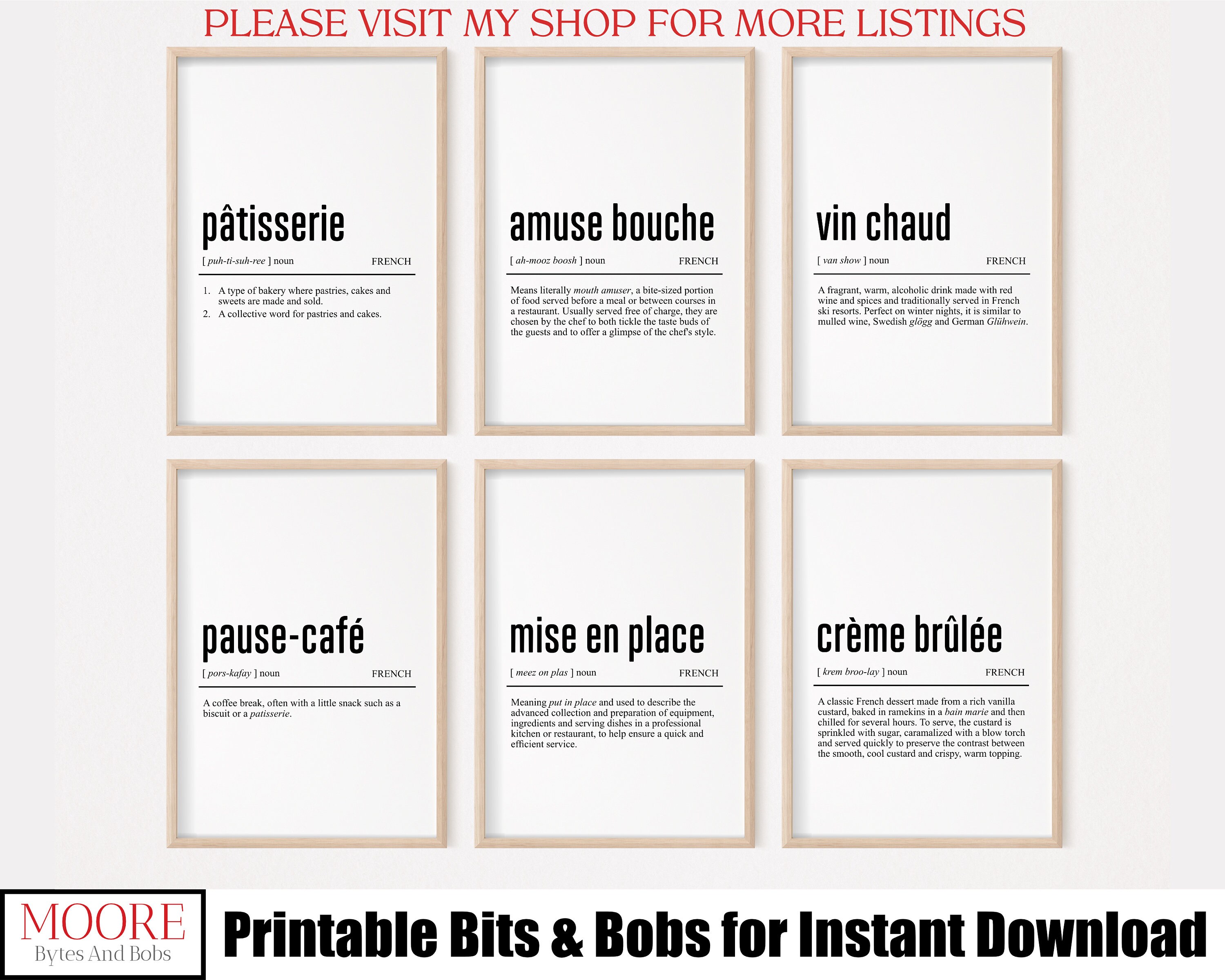 PRINTABLE Fondue Definition, French Kitchen Poster, Swiss Ski Chalet Print, Chef Office Wall Art