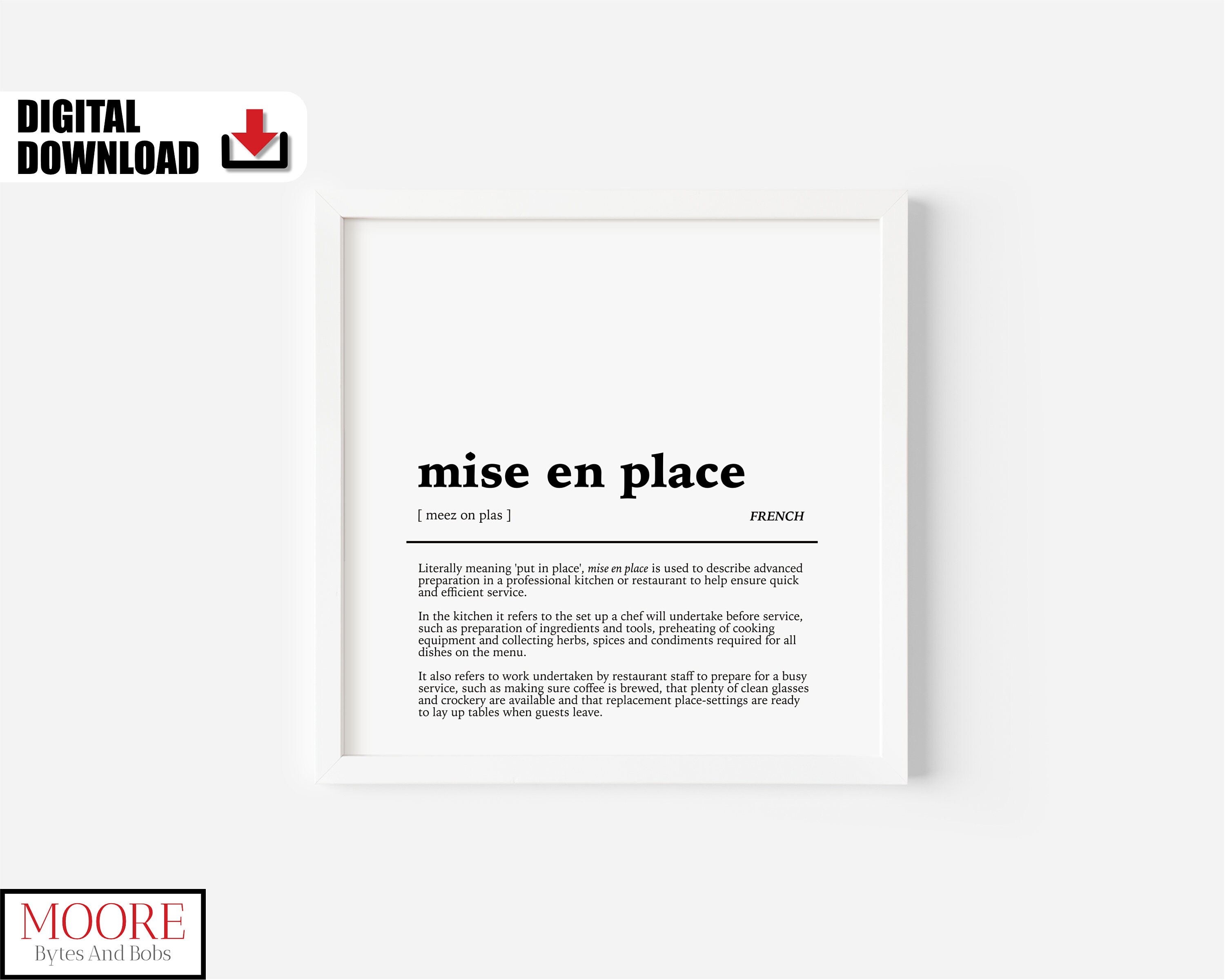 Mise En Place Definition Print Printable Sign French Kitchen - Etsy ...