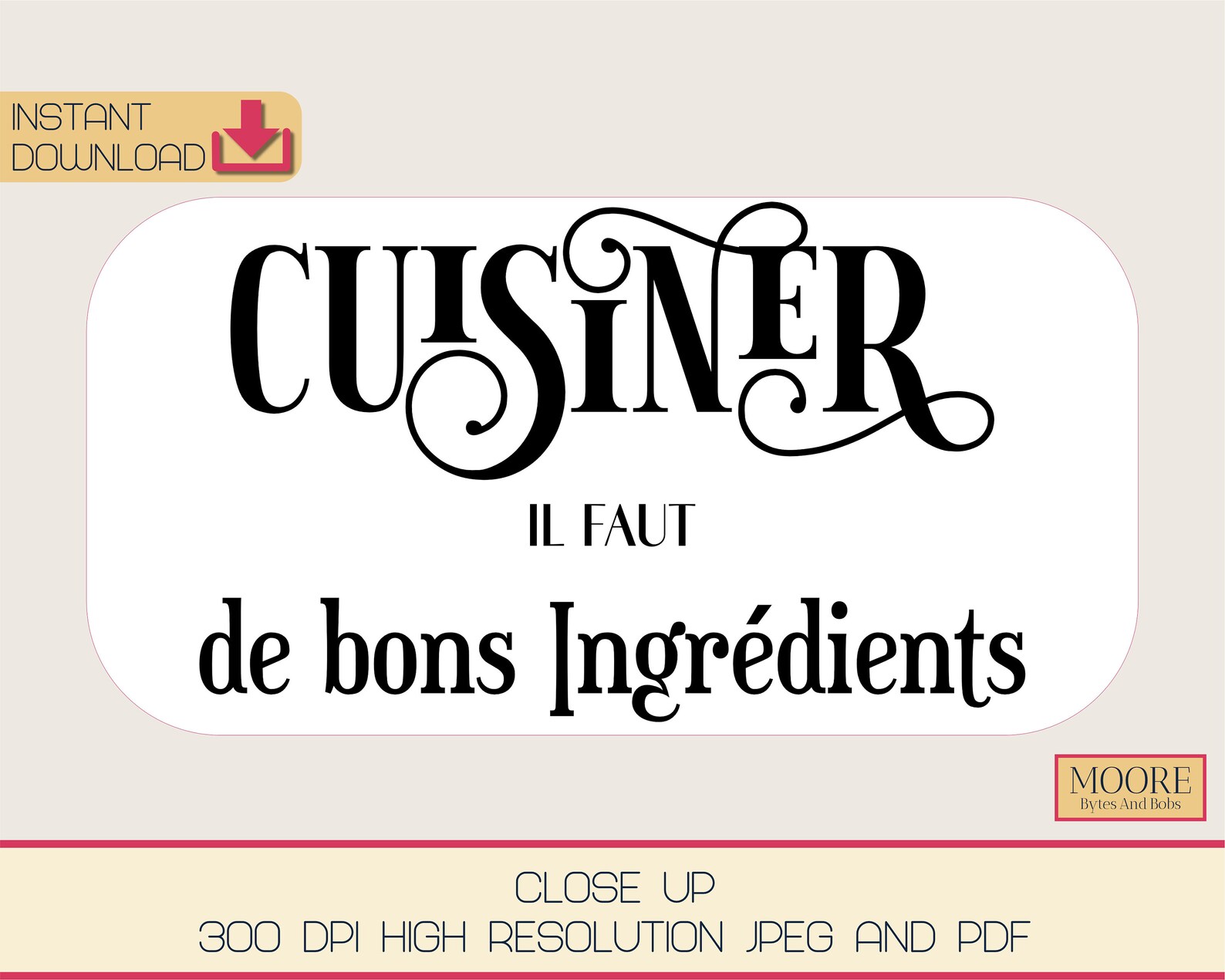 Kitchen Saying French Cooking Saying French Typography Etsy