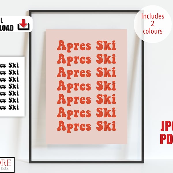 Retro Après Ski Poster, Ski Print Download, Digital Ski Quote, Après Party Deko, Printable Skier Wall Art, Ski Chalet Decor, Ski Room Sign