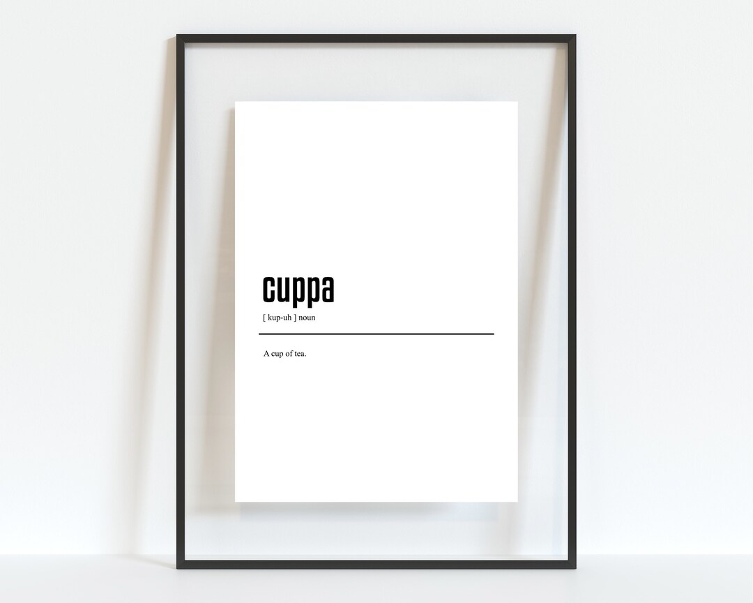 Cuppa Definition Print, British Slang Poster, Printable Wall Art for Tea Lover, Dorm Room Decor