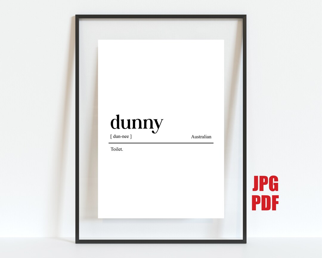 Dunny Definition Print, Australian Slang Dictionary Poster, Printable Bathroom Wall Art, Funny