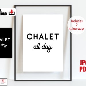 Après Ski Poster, Chalet All Day Digital Download, Ski Theme Party Decor, Ski Room Sign, Ski Quote Wall Print
