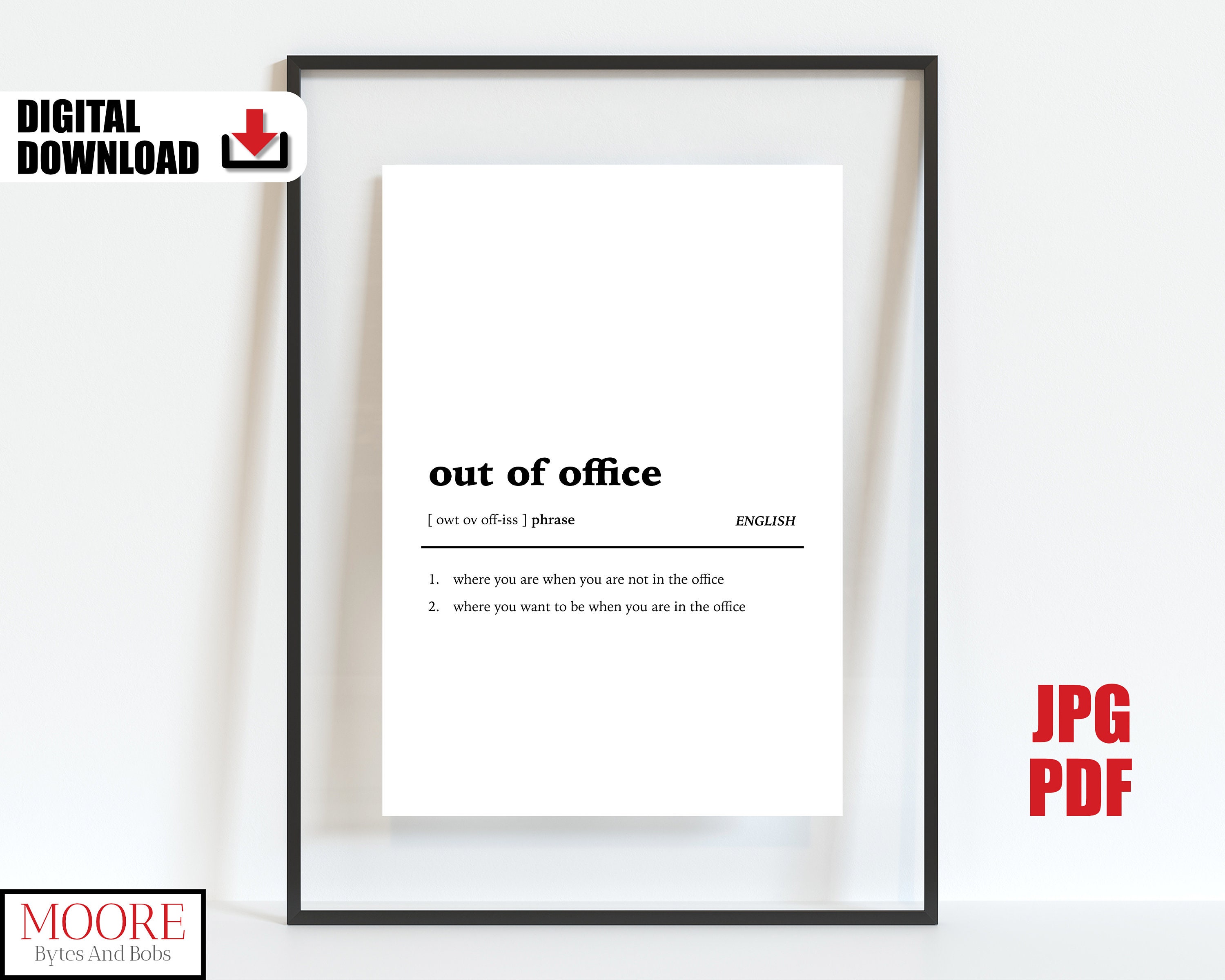 Out of Office Print Printable Home Office Definition Funny - Etsy