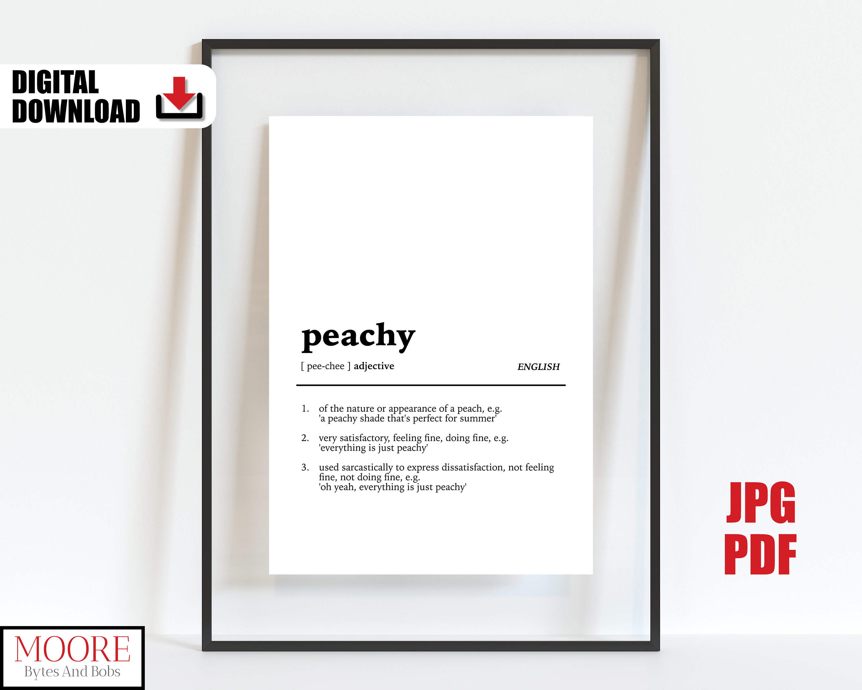 Peach Bathroom Wall Decor, Definition of Peach Print, Peachy
