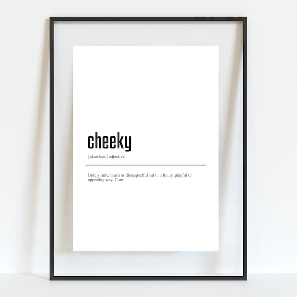 Cheeky Definition Print, British Slang Dictionary Poster, Printable Definition Wall Art, Dorm Room Decor, Downloadable English Teacher Gift