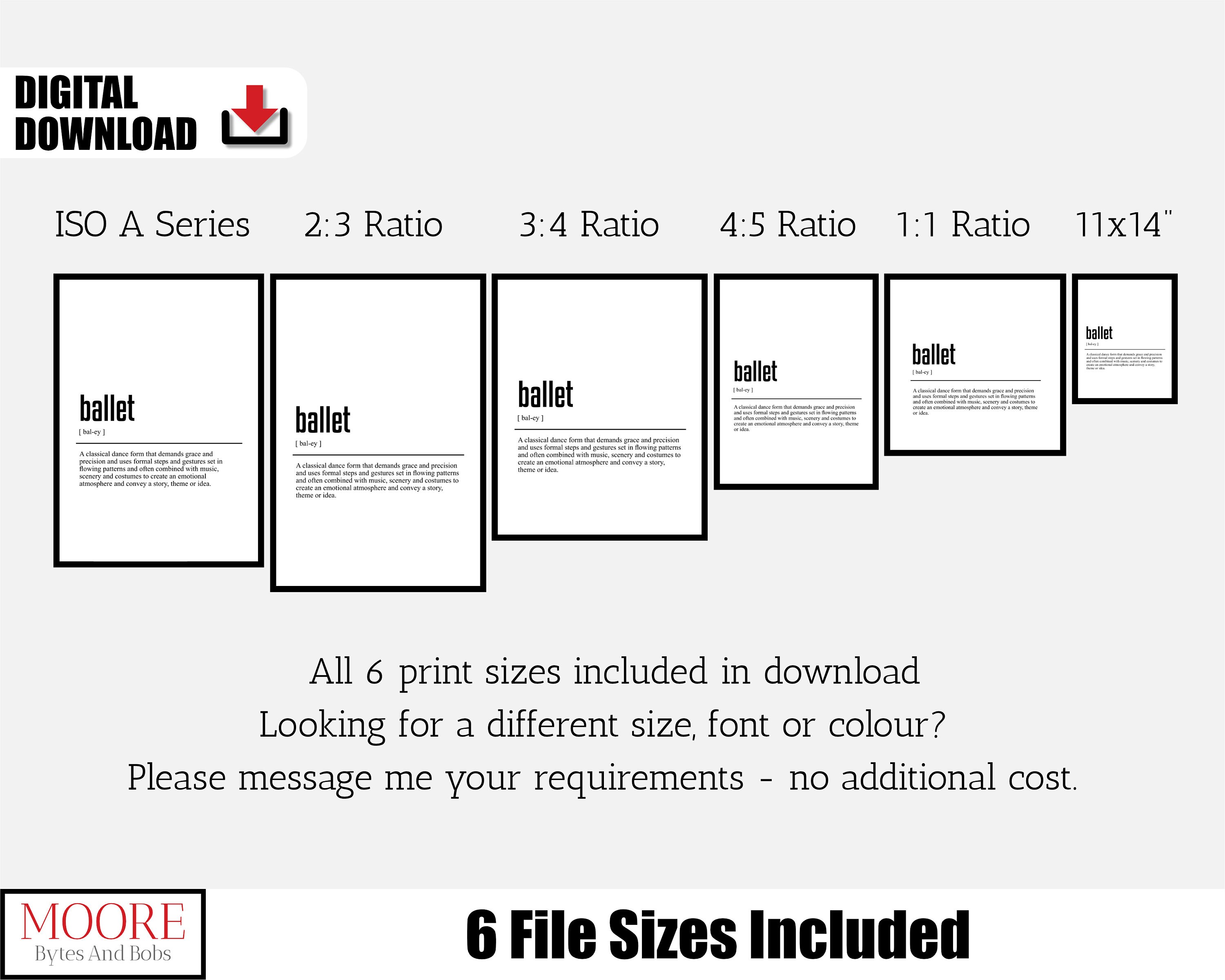 Digital Download Ballet Definition Print Printable Wall Art Etsy