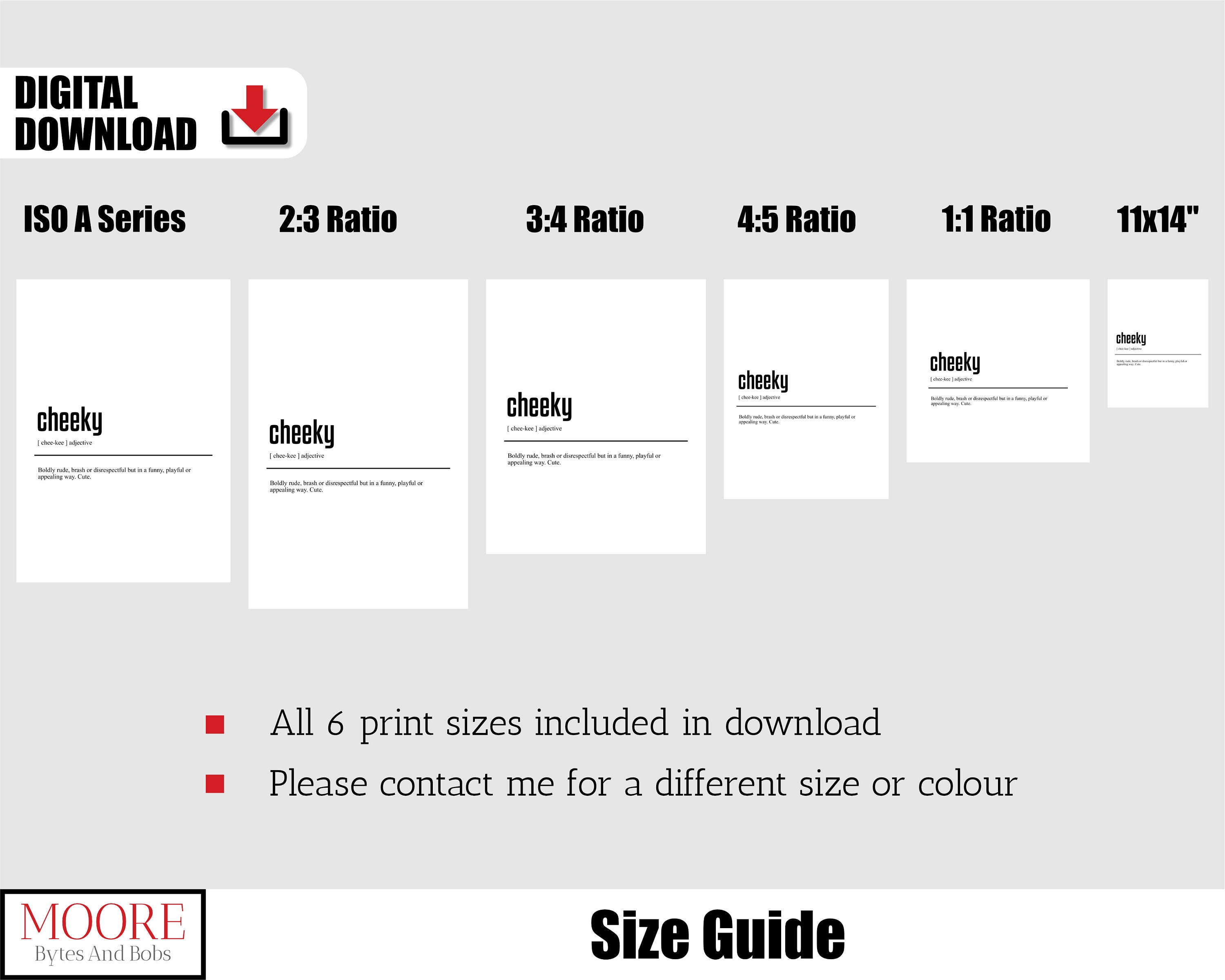 Cheeky Definition Print British Slang Dictionary (Instant Download) Etsy