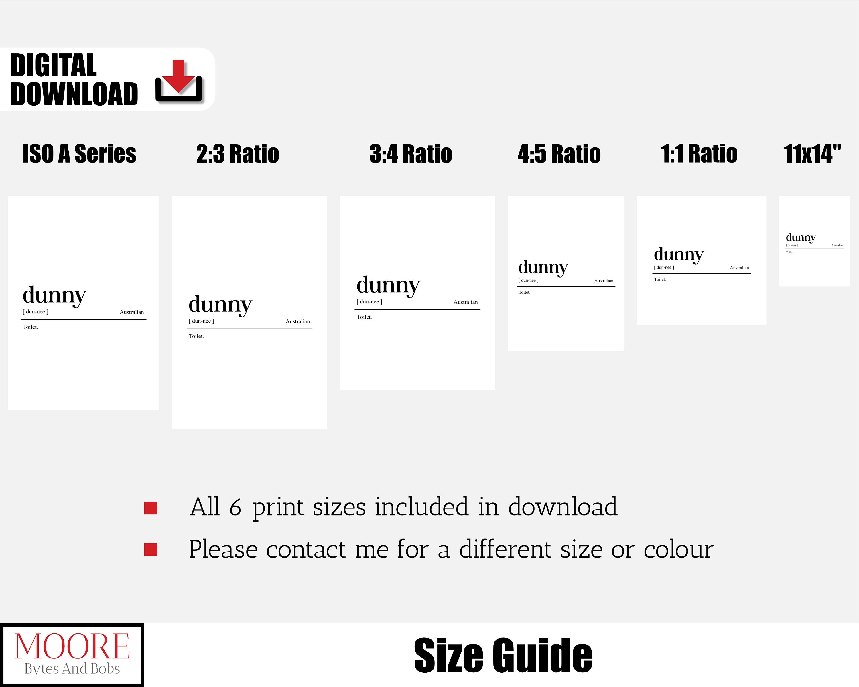 Dunny Definition Print, Australian Slang Dictionary Poster, Printable Bathroom Wall Art, Funny