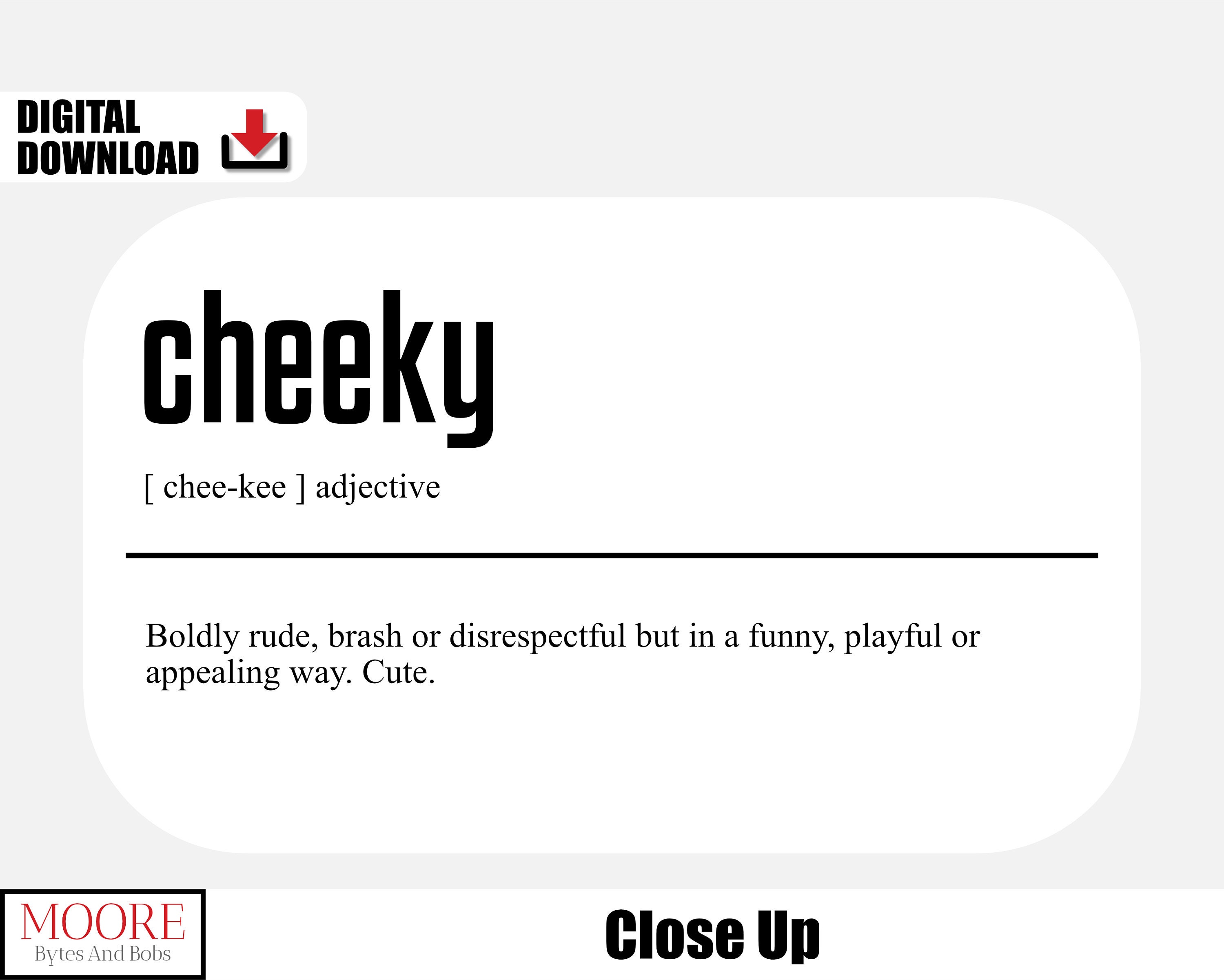 Cheeky Definition Print, British Slang Dictionary Poster