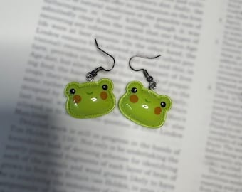 kawaii frog face earrings  | quirky, weird, unusual, novelty earrings