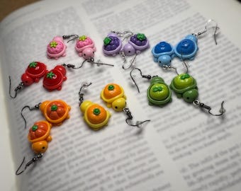 fruit and veg turtle earrings | quirky, weird, unusual, novelty earrings