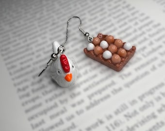 chicken and egg earrings | quirky, weird, unusual, novelty earrings