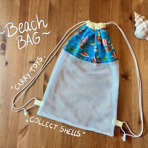 BEACH TOY MESH bag, shell collecting bag, beach mesh bag, mesh bag for storage, kids mesh bag, mesh drawstring bag for kids toys