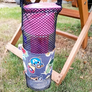 MESH WATER BOTTLE bag, water bottle holder, water bottle carrier, drinks for walkers,drinks carrier, crossbody water bottle