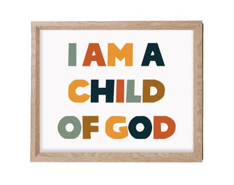 I Am A Child Of God Digital Print, Wall Art, Instant Download, LDS Art, Christian Poster, Horizontal Print