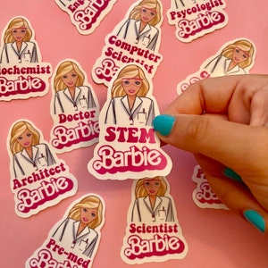 Pink Doll Barb Women in STEM Profession Stickers (Fundraiser for the Association for Women in Science)