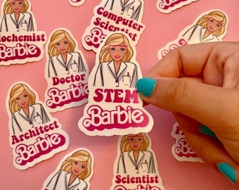 Pink Doll Barb Women in STEM Profession Stickers (Fundraiser for the Association for Women in Science)