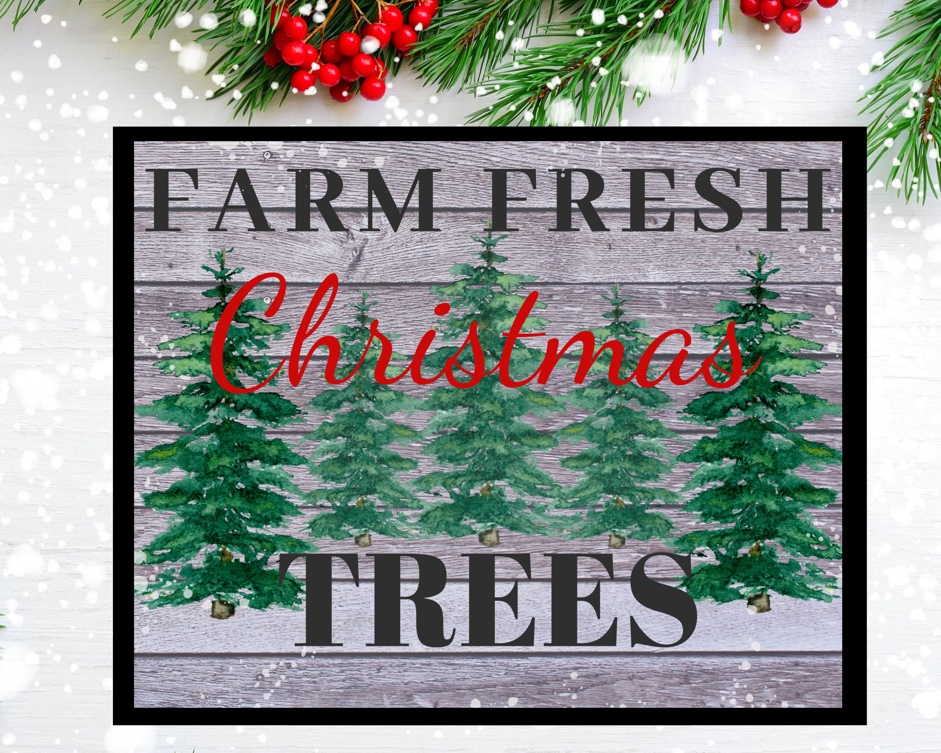 Farm fresh Christmas trees sign Rustic holiday decor Farm Etsy