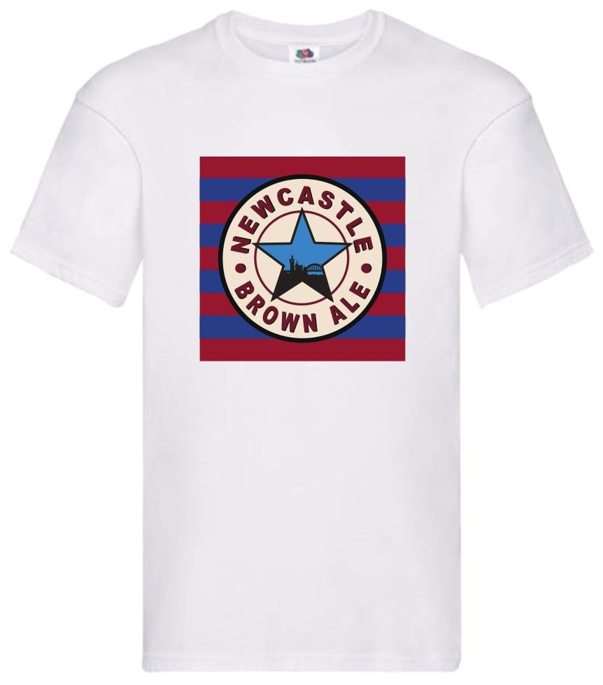 T-Shirt Vintage Y2K Tultex Newcastle 'Ale We Like American Football Too' - Marine, Taille L