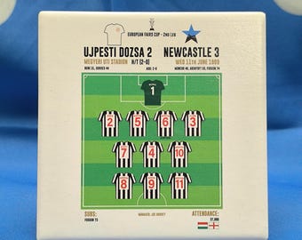Ujpesti Dozsa 2 - 3 Newcastle (Ceramic Coaster)