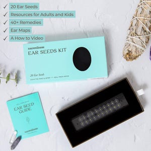 24K Gold Ohr Seed Kit - Akupressur für Balance & Wellness - 40+ Heilmittel und Ohrkarten