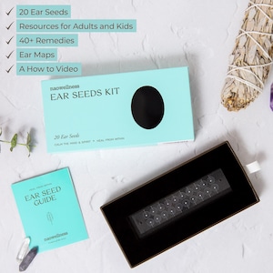 Silber Ohr Samen Kit - Akupressur für Balance & Wellness - 40+ Heilmittel und Ohrkarten