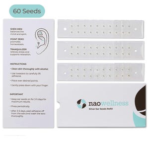 Silver Ear Seeds REFILLS - 3 Strips (60 Seeds) -  Acupressure Refill for Ongoing Wellness