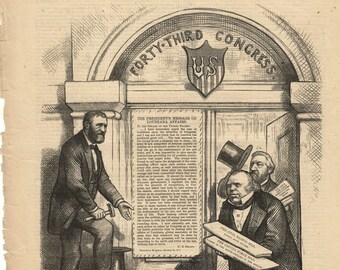 Harper's Weekly March 27, 1875 Hammering Woke Them At Last Cover Page Ad Print