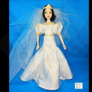 Disney snow white inspired ooak doll custom made wedding dress with vail