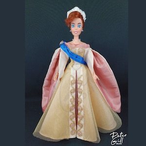 Grand duchess Anastasia doll gold coronation dress with hand beading and crown journey to the past ooak custom