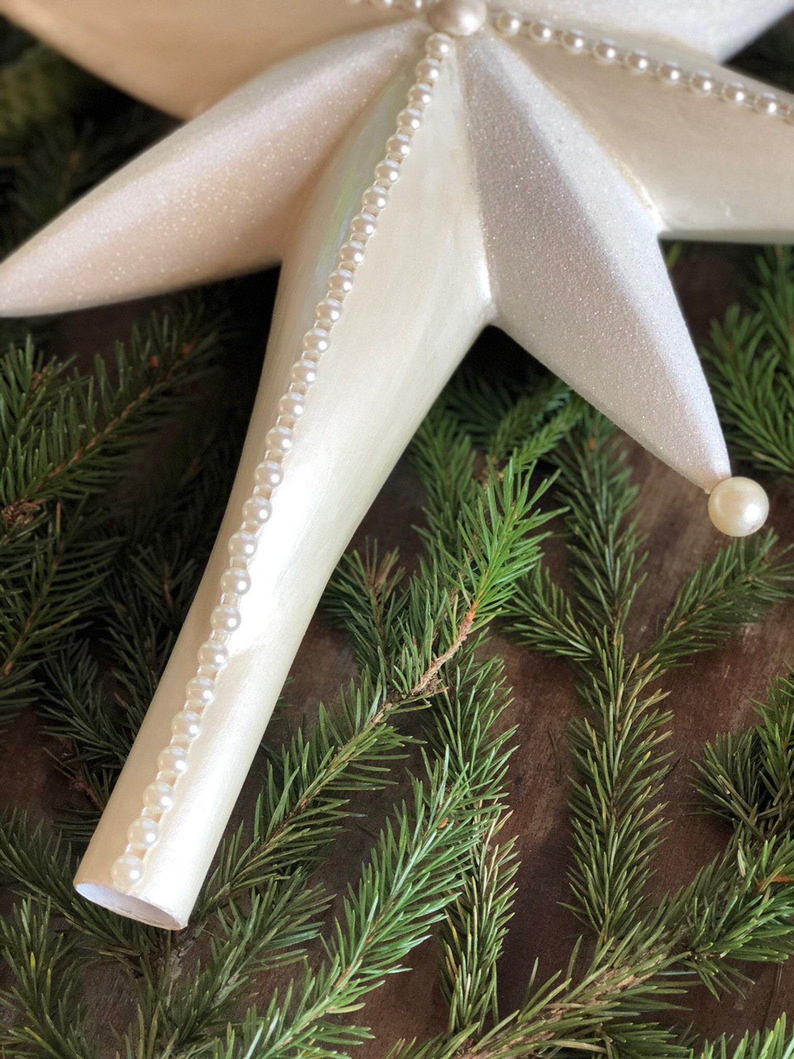 Christmas Star Tree Topper Perl white Etsy