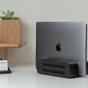Single unique, adjustable laptop stand, vertical stand for desktop table, wooden desk organizer, gift for everyone, laptop docking station