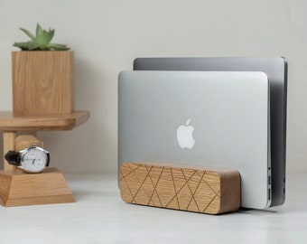 Double unique, adjustable laptop stand, vertical stand for desktop table, wooden desk organizer, gift for everyone, laptop docking station
