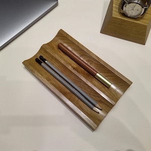 Houten pennenhouder met twee vakken, een origineel cadeau voor mannen, bureauopberger
