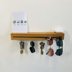 Porta vasos de pared, Estante para llaves, estante para discos de vinilo, estante para cartas y notas en el pasillo con 4 soportes magnéticos
