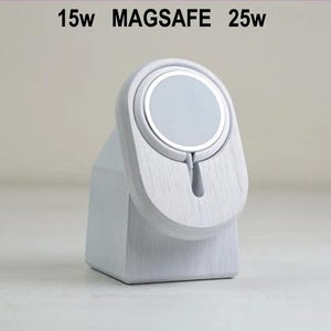 MagSafe holder wood - white, Wireless charger of wood with additional built-in weight 1.4 kg